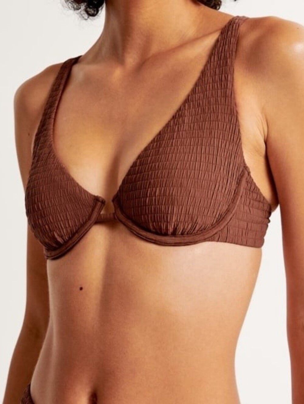 Abercrombie & Fitch Underwire Brown Smocked Bikini Top Medium